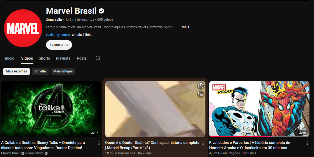 Edição e Mixagem de dublagem para Marvel Brasil (Youtube)